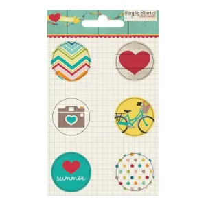 Simple Stories - I Heart Summer Flair Badges - Icons*