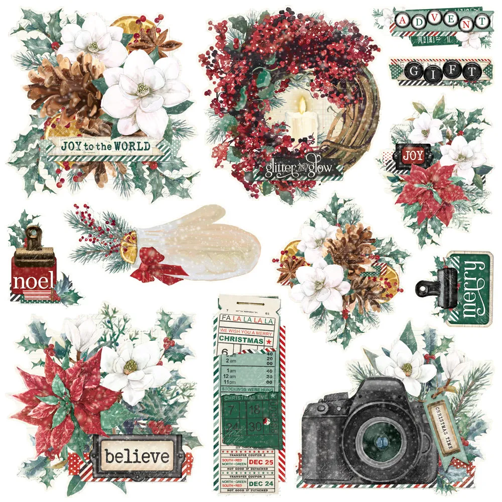 Simple Vintage 'Tis The Season Chipboard Clusters