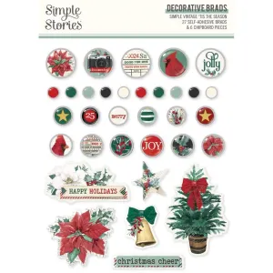 Simple Vintage 'Tis The Season Decorative Brads*