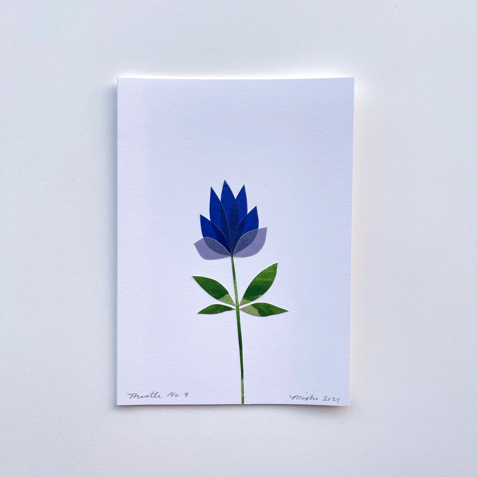 Violet Thistle / handmade, cut-paper greeting card