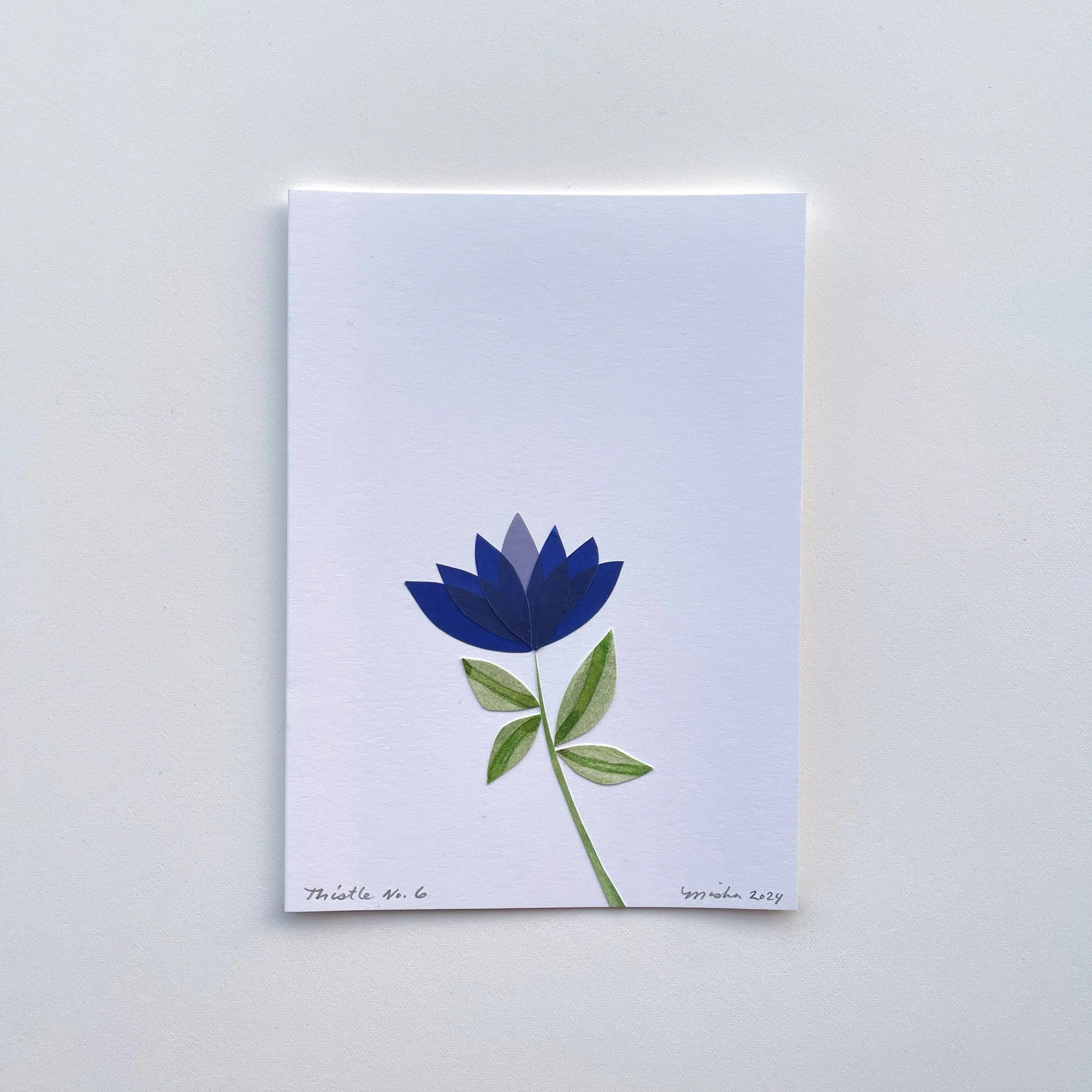 Violet Thistle / handmade, cut-paper greeting card