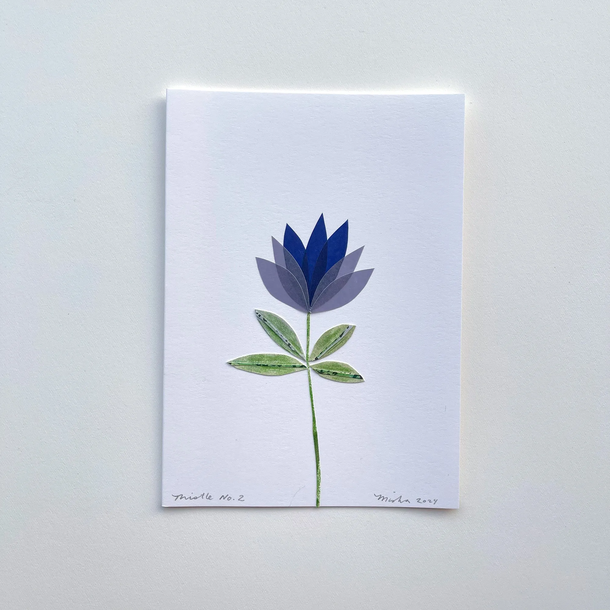 Violet Thistle / handmade, cut-paper greeting card