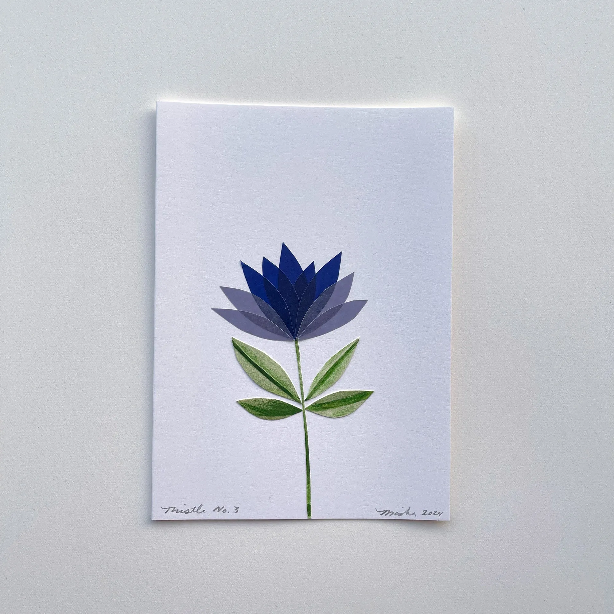 Violet Thistle / handmade, cut-paper greeting card
